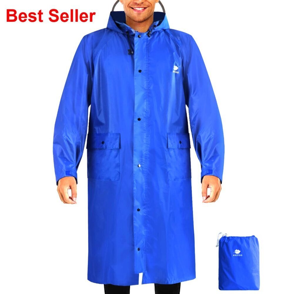 Waterproof Rain Jacket Lightweight Long Sleeve with Hood for Hiking